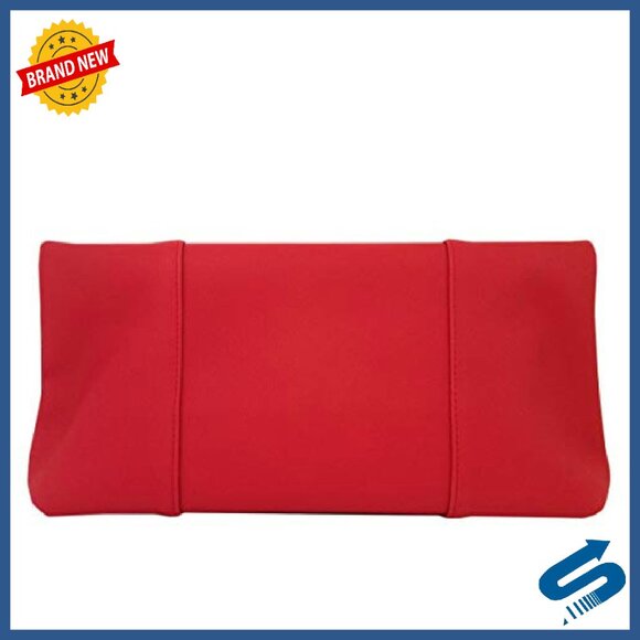 Synthetic Leather Fold Over Clutch with Detachable Chain, 13.5" - Picture 3 of 8